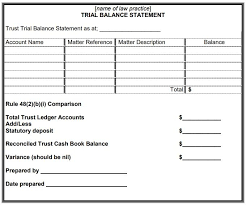 Trust Trial Balance Statement Template Trial Balance Statement Template Balance Sheet Template