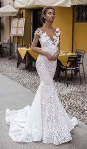 Tarik Ediz 93626 Lace Illusion Neck Mermaid Dress With Train Wedding Dress Necklines Lace Mermaid Wedding Dress Wedding Dresses
