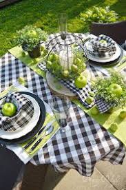 Black And White Buffalo Check Tablecloth Dining Delight Green Apple Buffalo Check Tablescape Table Settings Tablescapes Dining Table Decor