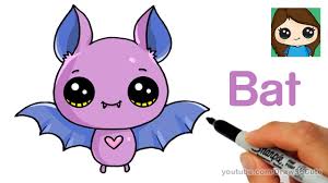 Draw so cute animals videos. How To Draw A Cute Bat Easy Youtube