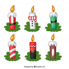 Free Vector Hand Drawn Christmas Candles In Santa Claus Style