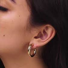 14K Gold Colored Lightweight Chunky Open Hoops Gold Hoop Earrings for Women 