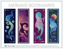 Fold the tab on the top of the mermaid's head glue the back part of the hair onto the folded tab. Printable Mermaid Bookmarks