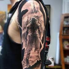 Dark Shaded Horror Western Tattoo Half Sleeve For Men Greatsleevetattoos Tatuagens Ocidentais Tatuagens De Vaqueiro Tatuagem