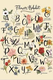 Flower Alphabet Print Spring Decor Floral Art Etsy In 2021 Lily And Val Flower Alphabet Spring Wall Art