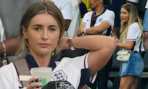 Dani Dyer looks nervous as she supports boyfriend Jarrod Bowen at England's  Euros semi-final clash against The Netherlands