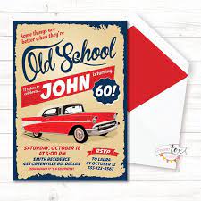 Birthday Invitation For 60th 70th 75th Any Age Featuring A Classic Car Invitations For Men For Print Email Text 70th Birthday Invitations 60th Birthday Invitations Birthday Invitations