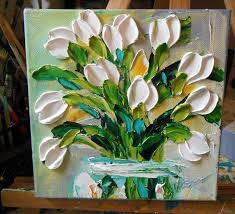 Oil Painting Impasto Painting White Tulips Art Via Etsy Folk Art Flowers Tulips Art Art Painting