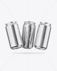 Three Glossy Metallic Cans Mockup In Can Mockups On Yellow Images Object Mockups