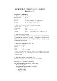 V = 0,5 m x 0,05 m x 99 m = 2,475 m3. Pdf Penjabaran Perhitungan Volume Pekerjaan Nuri Yusmalia Academia Edu