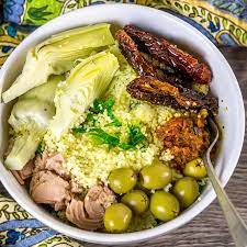 Transfer the chicken to a medium bowl and turn the pot off. Mediterranean Couscous Tuna Bowls Babaganosh