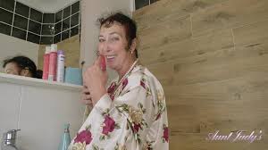 AuntJudys - Esmerelda Morning Bathroom Dildo Play | ...