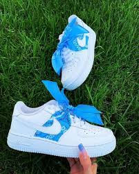 Custom Blue Bandana Air Force 1s Custom Sneakers Air Force 1s Nike Shoes Nike Air Shoes White Nike Shoes Cute Sneakers