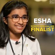 Congratulations to 13-year-old Esha M. from Chandler, who is one of just  nine finalists in the Scripps National Spelling Bee! Tonight, during the  Bee's centennial year, we'll find out who will become