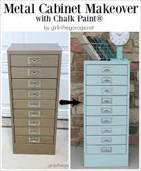 Here are a few examples of projects you can do with acrylic painting on metal: Painted Metal Cabinet Makeover Girl In The Garage Painting Metal Cabinets Metal Cabinet Makeover Metal Storage Cabinets