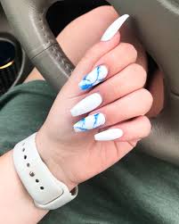 Besides, thanks to the defined shape, it's much easier to layout elaborate patterns. Long White Coffin Nails With Design Nail And Manicure Trends