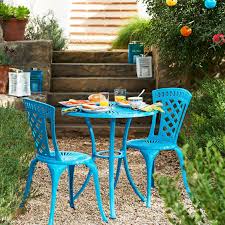Neely Bistro Set Peacock Blue Outdoor Furniture Decor Outdoor Dining Furniture Outdoor Dining Set