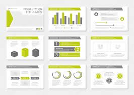 set of green and gray template for multipurpose presentation