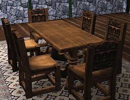 Mod The Sims Medieval Dining Table And Chairs Sims 2 Conversion In 2020 Dining Table Dining Table Chairs Dining Room Table Centerpieces