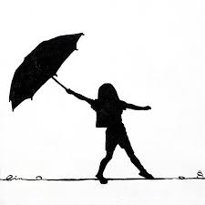Black And White Umbrella Drawing Little Girls On Little Canvas By Cindy D Chinn Silhouette Art Umbrella Drawing Girl Silhouette