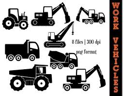 Download Work Vehicles Silhouettes Dump Truck Silhouette Backhoe Clipart Transportation Construction Trucks Silhouette Clip Art Silhouette Cameo Projects