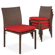 56 reference of sling stacking patio chair red. Best Choice Products Set Of 4 Stackable Outdoor Patio Wicker Chairs W Cushions Uv Resistant Finish Brown Red Target