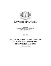 Of section 26 of the valuers, appraisers and estate agents act 1981. Act 242 Lulus Pdf Laws Of Malaysia Online Version Of Updated Text Of Reprint Act 242 Valuers Appraisers Estate Agents And Property Managers Act 1981 Course Hero