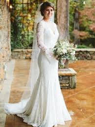 Ziad nakad's haute couture dress floral leaf applique mermaid gown. Automatic Classic Trumpet Mermaid V Neck Long Sleeves Sweep Brush Train Ruffles Lace Wedding Dresses Joybetty Online