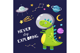 Explore a wide range of the best cute space on aliexpress to find. Cute Dino In Outer Space Baby Dinosaur Traveling In Space Never Stop By Microvector Thehungryjpeg Com
