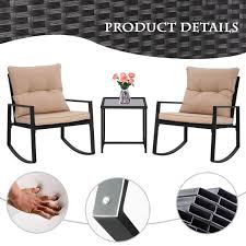 Maybe you would like to learn more about one of these? 3 Pieces Patio Set Outdoor Wicker Patio Furniture Rocking Chair Rattan Chair Conversation Sets Garden Porch Furniture Sets With Coffee Table Black Walmart Com Walmart Com