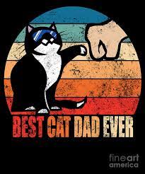 Best Cat Dad Ever Paw Fist Bump Funny Fathers Day Tee Graphic Digital Art By Sel Mermaid