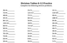 Division Tables Practice For Multiples Of 1 12