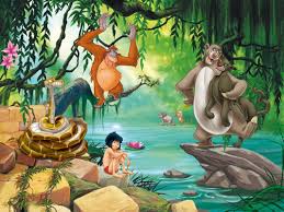 Set on a lithographic background; Xxl Photo Wallpaper Mural Jungle Book Mogli Balu Kids
