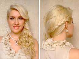 Side braids are joined by one back braid into a bun, with side hair then twisted and wrapped around.this is a very romantic braided. Side Swept Braided Hairstyle With Curls For Prom Wedding Frisuren Mit Zopfen Fur Lange Haare Youtube