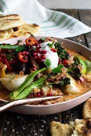 Winter Vegetable Coconut Curry With Garlic Butter Naan The Original Dish Recipe Coconut Curry Healthy Winter Meals Winter Vegetables