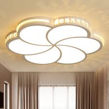 The kichler krasi 42479wmz flush mount light is a contemporary fixture with unique character. W Led Crystal Flush Mount Lighting Fixture Simple White Floral Bedroom Close To Ceiling Light In Warm White 3 Color Light Hl573520 Buy At The Price Of 92 74 In Beautifulhalo Com Imall Com