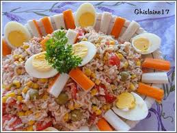 Salade De Riz Au Thon Mais Tomate Surimi Oeuf Dur Salade De Riz Thon Salade De Riz Et Salade