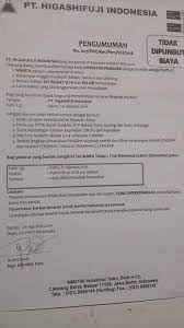 Higashifuji indonesia mempunyai 2 bangunan pabrik dengan luas 2.000 meter persegi untuk pabrik utama dan 4.000 meter persegi untuk pabrik sekunder. Lowongan Kerja Karawang Dan Sekitarnya Loker Pt Higashifuji Kws Mm2100 Besok Senin 29 Agustus 2016 Lamaran Di Taro Langsung D Pt Bwt Wanita Kuota Lamaran 150 Facebook
