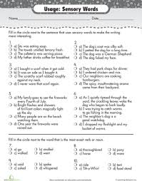 Writing With Adjectives Worksheet Education Com Sensory Words Writing Process Chart Sensory Images