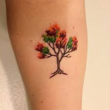 Tiny Tree Tattoo With Color Tiny Tree Tattoo Tattoos Body Art