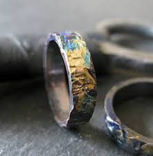 Items Similar To Mens Wedding Band 5mm Rustic Mens Wedding Ring Oxidized Ring Gold Sil Mens Wedding Bands Hammered Mens Wedding Bands Unique Mens Wedding Bands