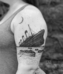 realistic sinking ship tattoo elegant