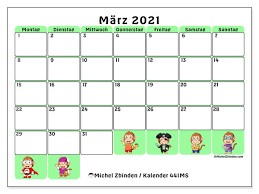 Beste druckbare kalender für märz 2021. Kalender Marz 2021 Montag Sonntag Michel Zbinden De