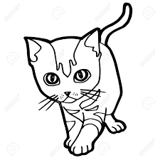 Begin your kid's coloring activity with prettymiss kitty. Cartoon Cat Coloring Page For Kid Isolated On White Royalty Free Cliparts Vectors And Stock Illustration Image 47671407