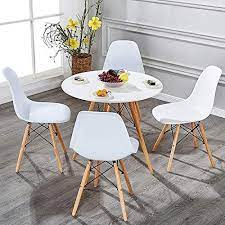 Vecelo Mid Century Modern Eames Style Dining Chair Side Chairs With Natural Wood Legs Set Of 4easy Assemble Fo Dining Chairs Eames Style Dining Chair Furniture