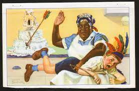 Black Housekeeper Spanking Naughty Boy - Russell Sambrook - 1945 calendar  print | #1889239272