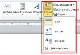 Die umsetzung in word realisiert sich am einfachsten über ein textfeld. Word Initiale Einfugen Pcs Campus