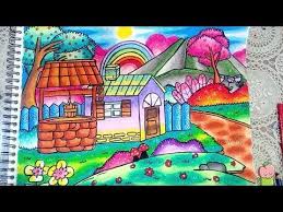 Youtube Seni Krayon Pemandangan Cara Menggambar