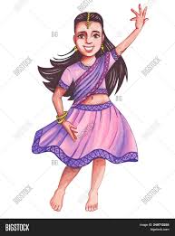 Best dances of india only by indian classical dancers. Little Indian Baby Girl Barefoot Dances A Traditional National Dance In A Pink Sari Hand Drawn Illu Image Stock Photo 249712255