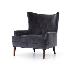 Clermont Chair Soft Charcoal Grey Leather Accent Chair Wingback Chair Modern Lounge Chairs